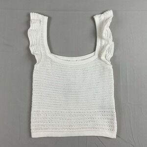 Gap‎ Crochet Knit Tank Top Womens XS White Ruffle Strap Summer NWT